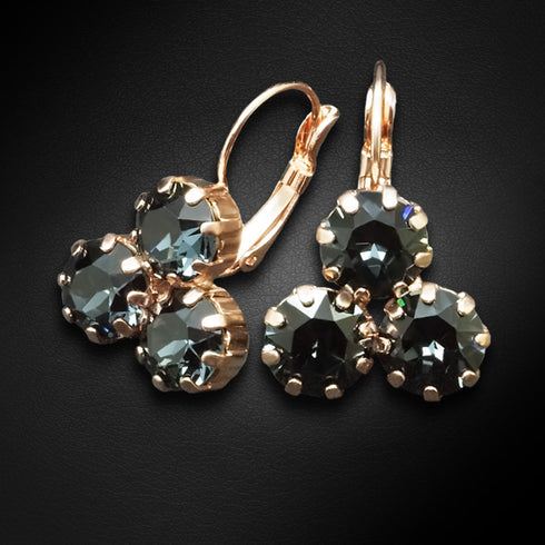 Auskarai "Kristalo Ponios II (Grafitas)" su Swarovski™ kristalais
